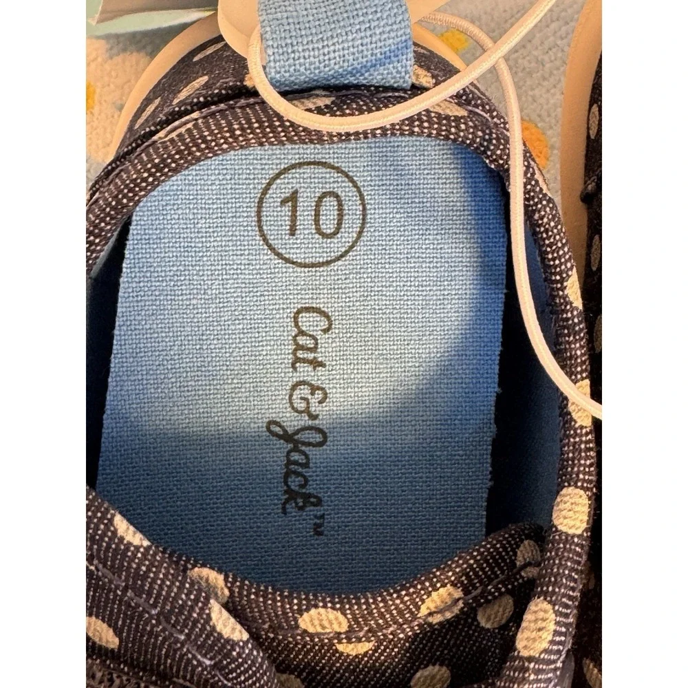 Toddler Girls Slip On Canvas Shoes -‎ Blue w/ White Polka Dots - Size 10 NEW